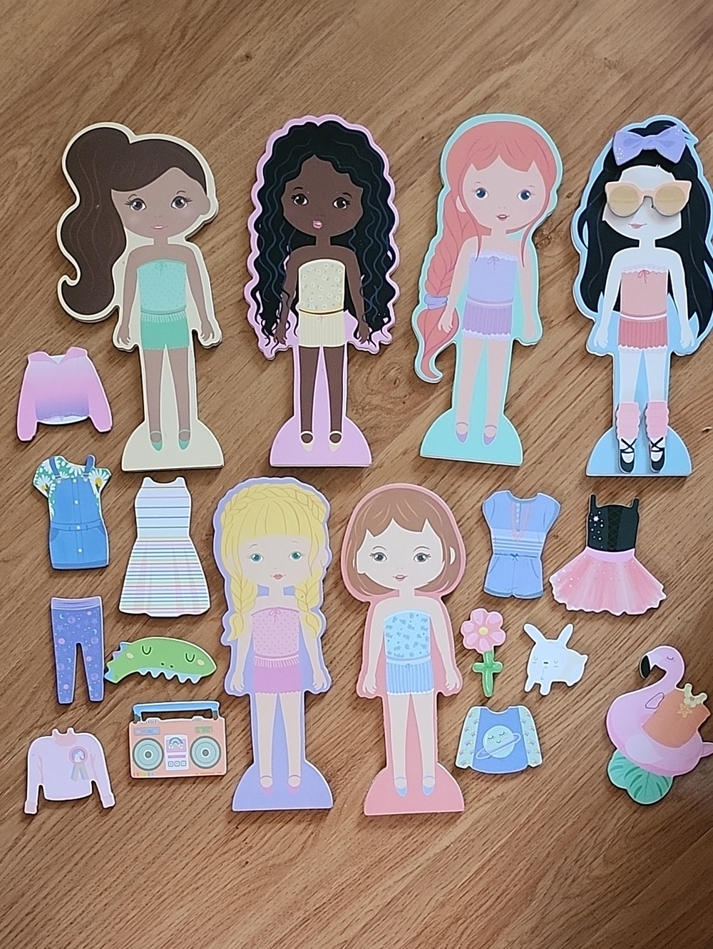Magnetic Dress-Up Doll Playset — Pastel Multi-Color Outfit Set for Kids